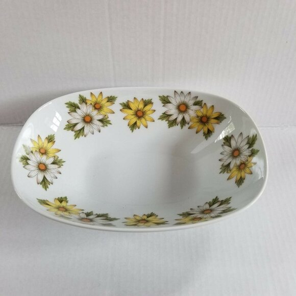 NORITAKE Bowl Yellow White Floral Serving dish rectangle 6730 MARGUERITE 10"x7" - Picture 1 of 6